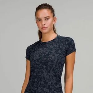 Lululemon Swiftly Tech Short Sleeve, Navy Cheetah Print